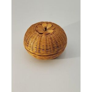 Vintage‎ small woven wicker tomato apple fruit trinket basket box
